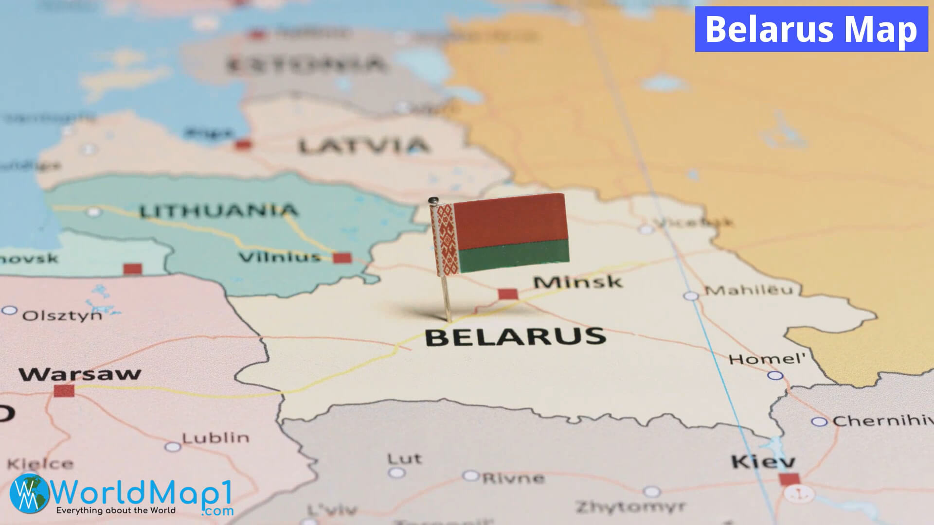 Belarus Map with Capital Minsk